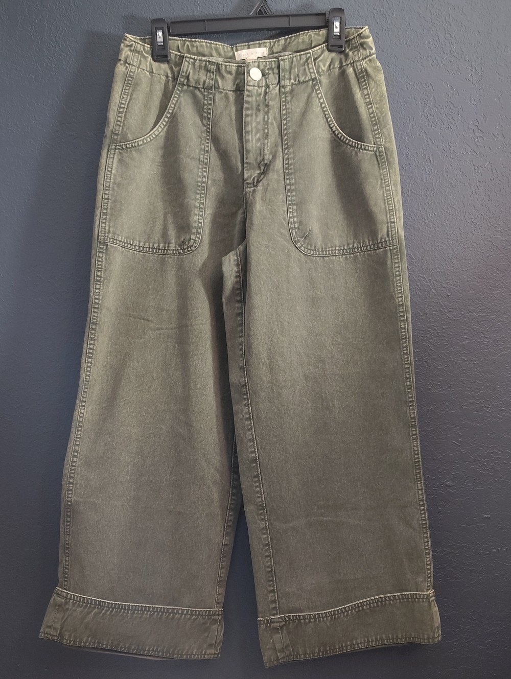 Olive Wide-Leg Retro 70s Boho Chic Women's Jeans - Relaxed Flare